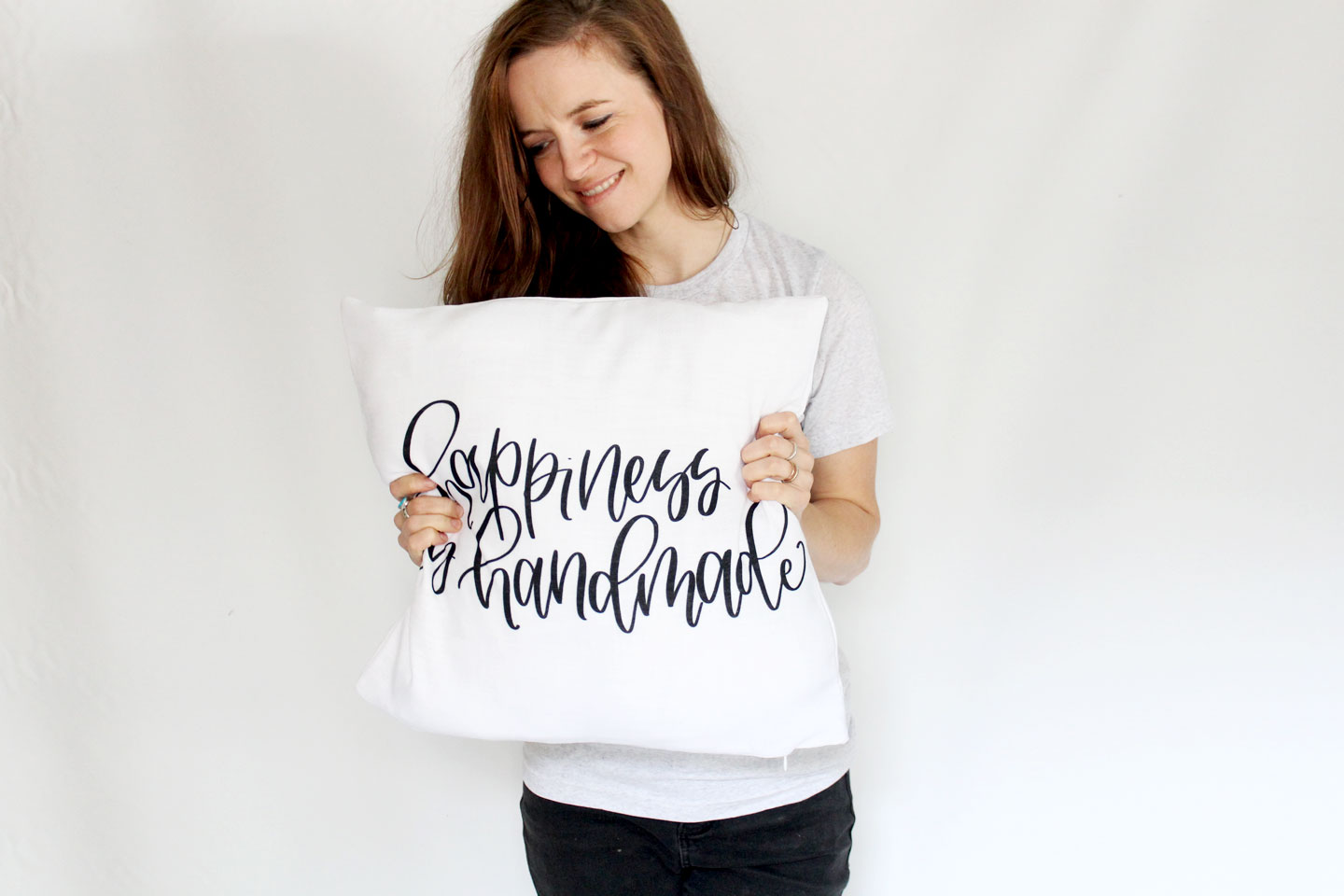 Happiness is Handmade Throw Pillow - Amy Nicole Studio