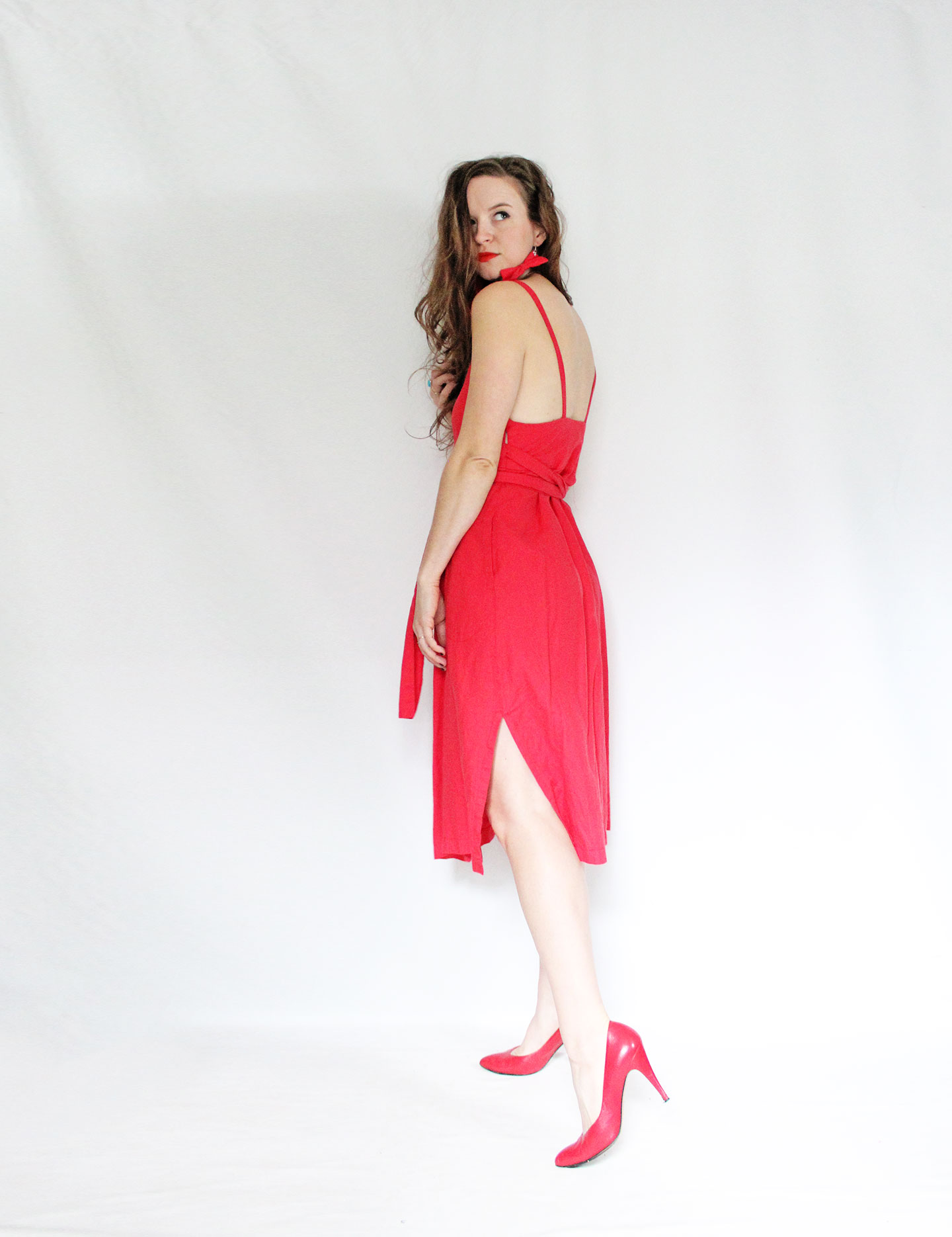 Red Linen Sparrow Wrap Dress - Amy Nicole Studio